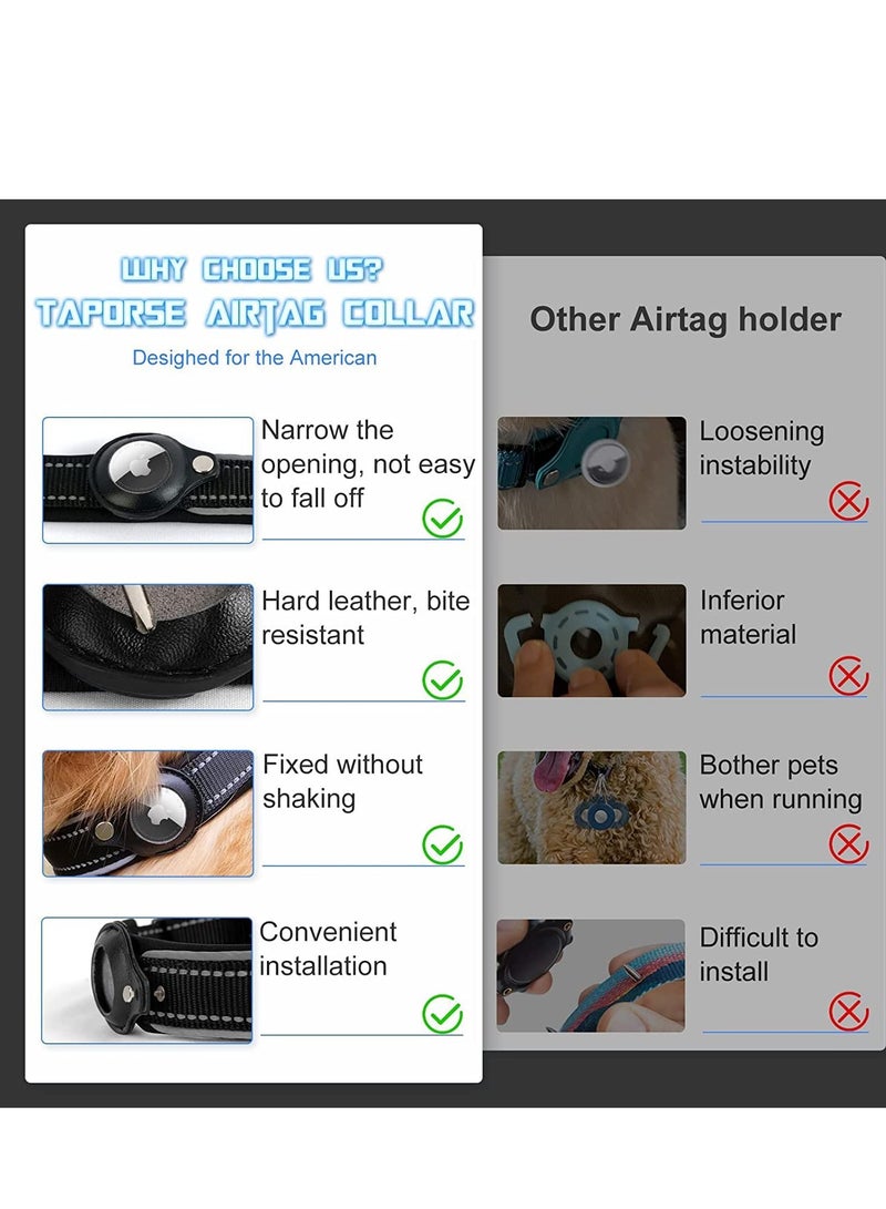 SOLARAE طوق كلب مع عاكس لتحديد المواقع AirTag، قوي مع حافظة، مبطن، قابل للتعديل للأحجام الصغيرة والمتوسطة والكبيرة - Image 3