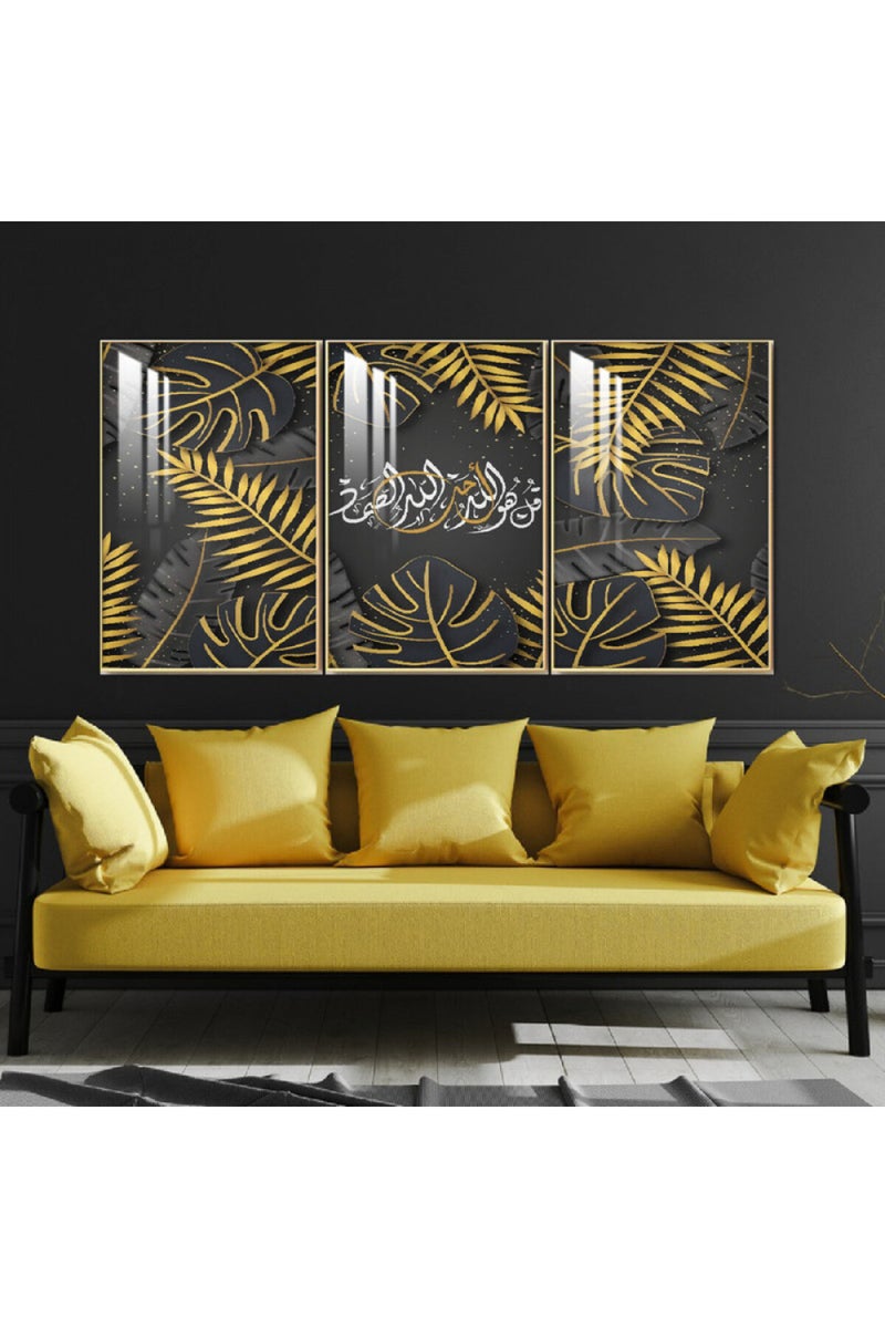 ماركتنا ثلاث لوحات جدارية خشبية بإطار وطبقة أكريليك شفافة - Image 1