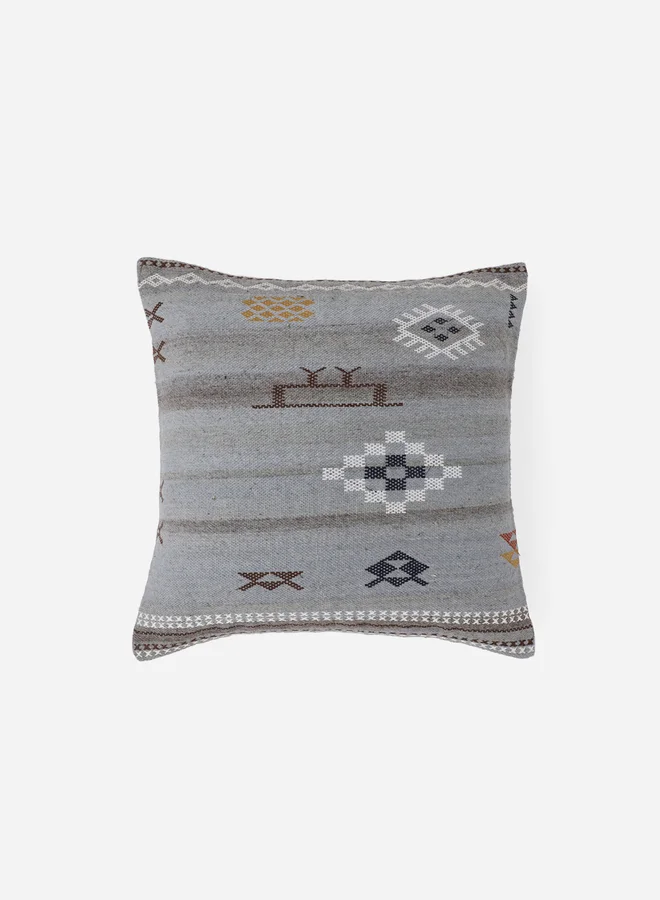 سانسكريتي هومز sanskrutihomes Geometric Print Organic Cotton Cushion Cover - 45x45cm