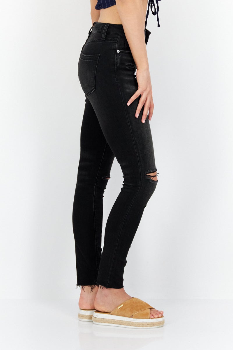Blank NYC Women Mid Rise Skinny Fit Washed Stretchable Jeans, Black - Image 2