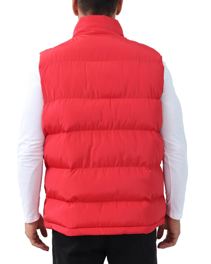 TUVEKE Red Men's Puffer Vest Sherpa Lined Outdoor Zipper Fleece Vest Warm Sleeveless Men Winter Jacket Water-Resistant Down Puffy Vest M - Image 3