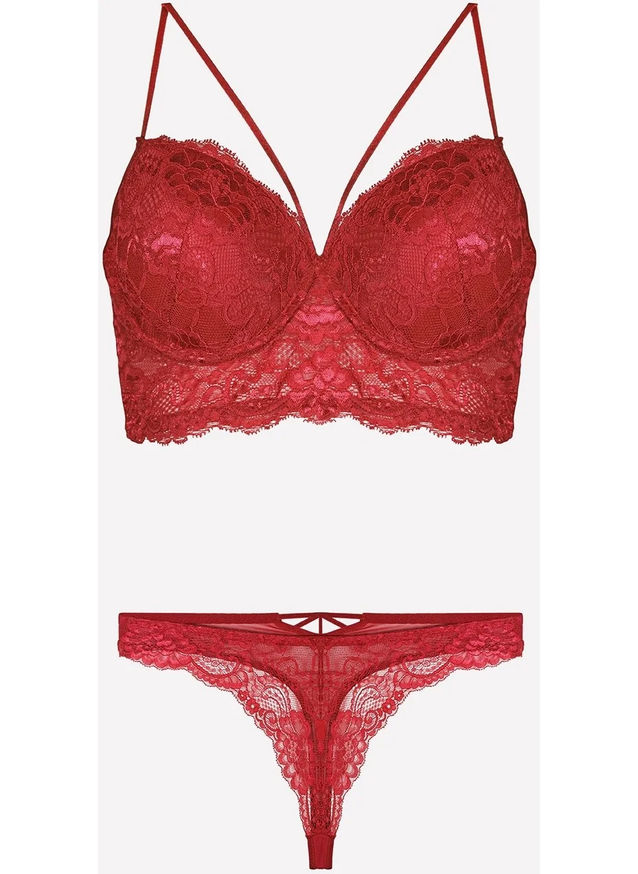 Nurteks 4330 Women's Unsupported Bra Panty Set- Claret Red