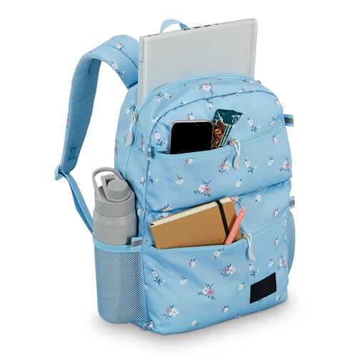High Sierra Everclass Backpack - Travel or Work Laptop Bookbag with 360° Reflectivity, Dual Water Bottle Pockets & Fits Laptops Up To 15.6”, One Size, Floral Blue - Image 4