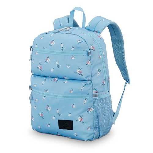 High Sierra Everclass Backpack - Travel or Work Laptop Bookbag with 360° Reflectivity, Dual Water Bottle Pockets & Fits Laptops Up To 15.6”, One Size, Floral Blue - Image 5