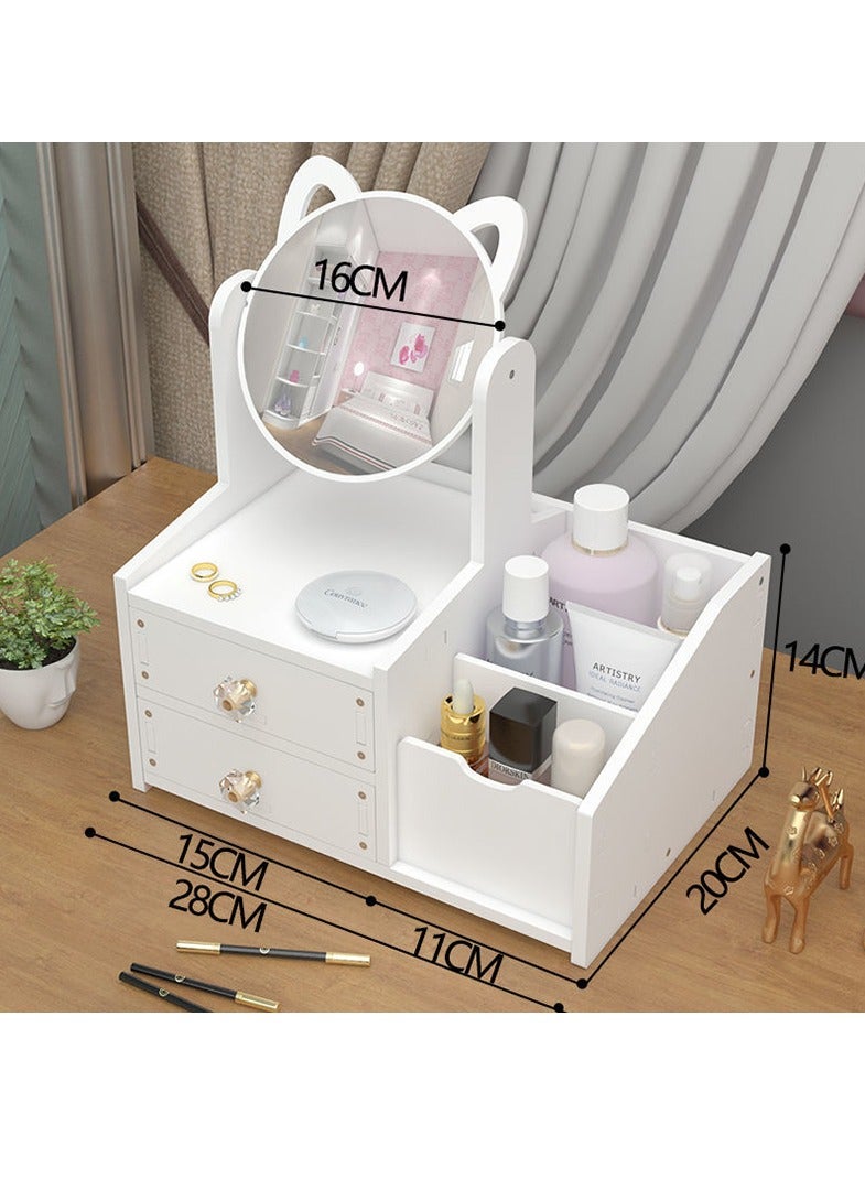 Decorative mirror portable mirror girl desktop dressing mirrors student dressing table simple mirrors with storage box - Image 2
