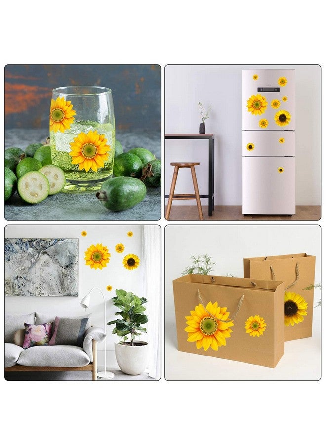 HLARTNET 54 Pcs 3D Sunflowers and Butterfly Wall Stickers Decor - Large Sunflower Wall Decals Peel and Stick Yellow Flowers Stickers for Home Kitchen Bedroom Bathroom Living Room Decorations - Image 4