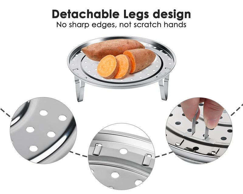 DS.DISTINCTIVE STYLE Steamer Rack Premium 304 Stainless Steel Steaming Rack Steam Tray with Removable Legs for Steamer Cookware Instant Pressure Cooker Multi-functional Steamer Basket (8.7 Inch) - Image 4