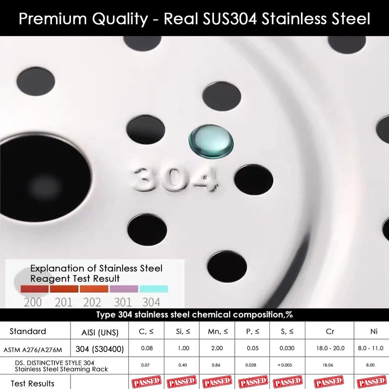 DS.DISTINCTIVE STYLE Steamer Rack Premium 304 Stainless Steel Steaming Rack Steam Tray with Removable Legs for Steamer Cookware Instant Pressure Cooker Multi-functional Steamer Basket (8.7 Inch) - Image 2