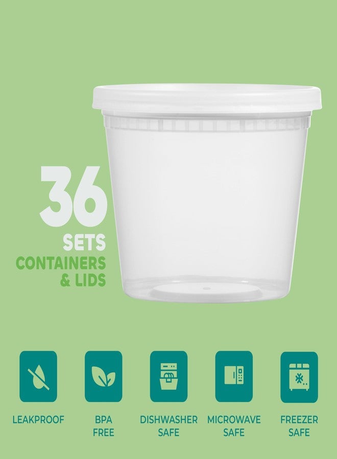 JoyServe 16 Oz Deli Food Containers with Lids - (36 Sets) Airtight Plastic Food Storage for Takeout, Meal Prep, To-Go, and Soup Freezer Containers with 36 Lids, BPA-Free, Dishwasher, Microwave Safe - Image 3
