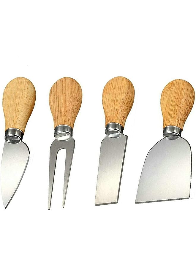 Raxoom Steel Stainless Cheese Slicer Knives with Bamboo Wood Handle - Set of 4 Pieces - Image 1