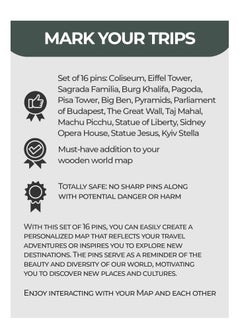 Enjoy The Wood Wooden Sightseeings Pins - Elegant and Versatile Decorative Map Markers for Home, Office, or Travel Planning - Perfect for Highlighting Famous Landmarks  - Image 3
