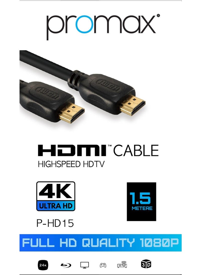 Promax 4K HDMI Cable 1.5Mtr - Image 1