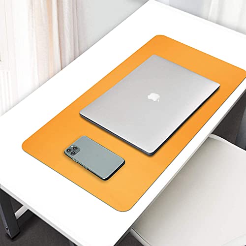 AROPANA Vegan Leather Desk Mat | Large Reversible Mouse Pad & Computer Table Protector | Dual-Side Waterproof Extended Laptop Pad with Edge-Stitched Design (60x35CM, Navy Blue and Yellow) - Image 5