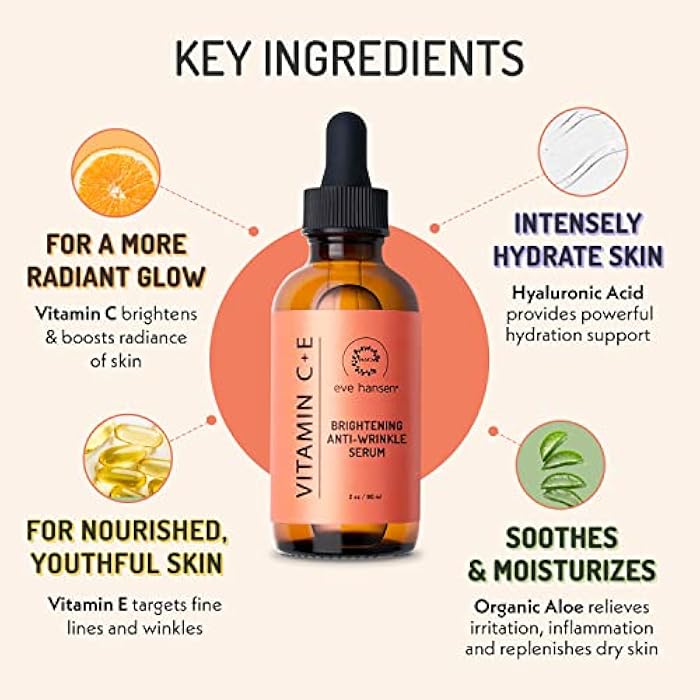 Eve Hansen Vitamin C Serum for Face - Facial Serum with Hyaluronic Acid, Vitamin E and Aloe Vera 1 oz - for softer, smoother, and more refined Skin - Image 2