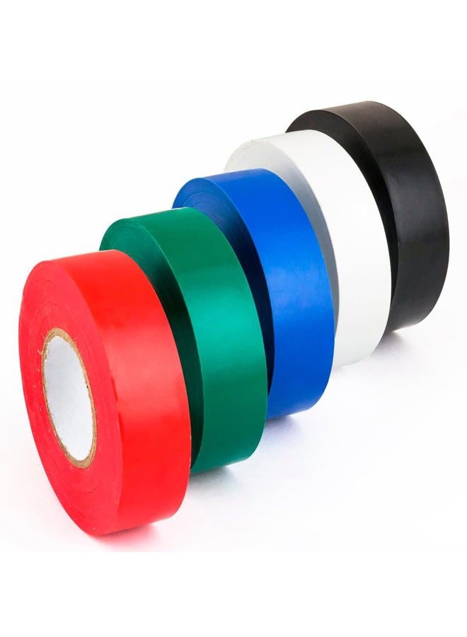40937-SU Red Green Blue Black and White Electrical Tape Professional Grade Colored Rainbow, 5 Pack, Assorted Mix, 5 Piece