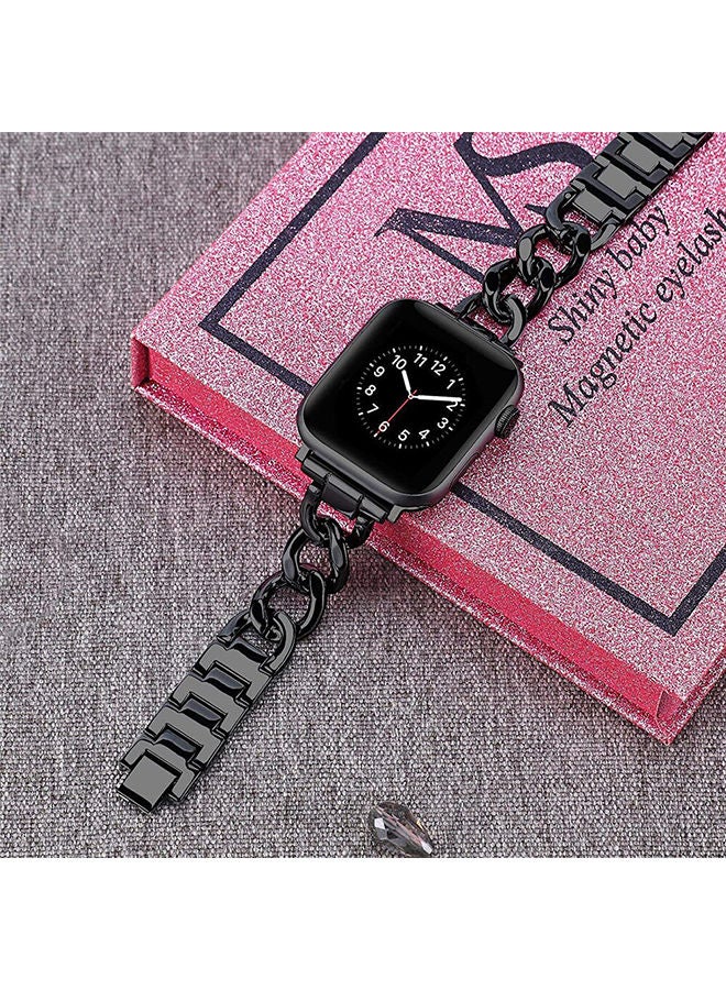 O Ozone - Stainless Steel Bands For Apple Watch Series 10 | Ultra 2 | 8 Ultra | 9 | 8 | 7 | 6 , 49/46/45/44/42mm Cool Chain Metal Wristband smartwatch Strap- Black - Image 1