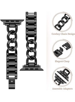 O Ozone Stainless Steel Bands For Apple Watch Series 10 | Ultra 2 | 8 Ultra | 9 | 8 | 7 | 6 , 49/46/45/44/42mm Cool Chain Metal Wristband smartwatch Strap- Black  - Image 3