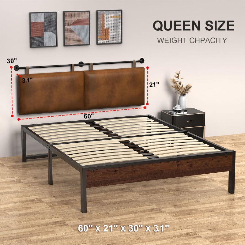 BSHOMGI Queen Headboard, Hanging Headboards with Brown Faux Leather Industrial Pipe Modern Style Only for Bed Backboard - Image 5