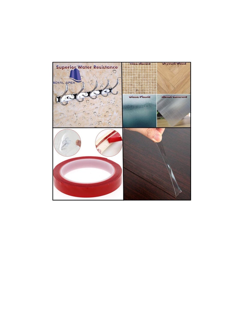 Strong Double-sided Sticky Clear Traceless Acrylic Transparent Adhesive Tape for Home Wall Room Office Decor Phones Pictures Household & Outdoor Mounting 18mm x 50 m - Image 3