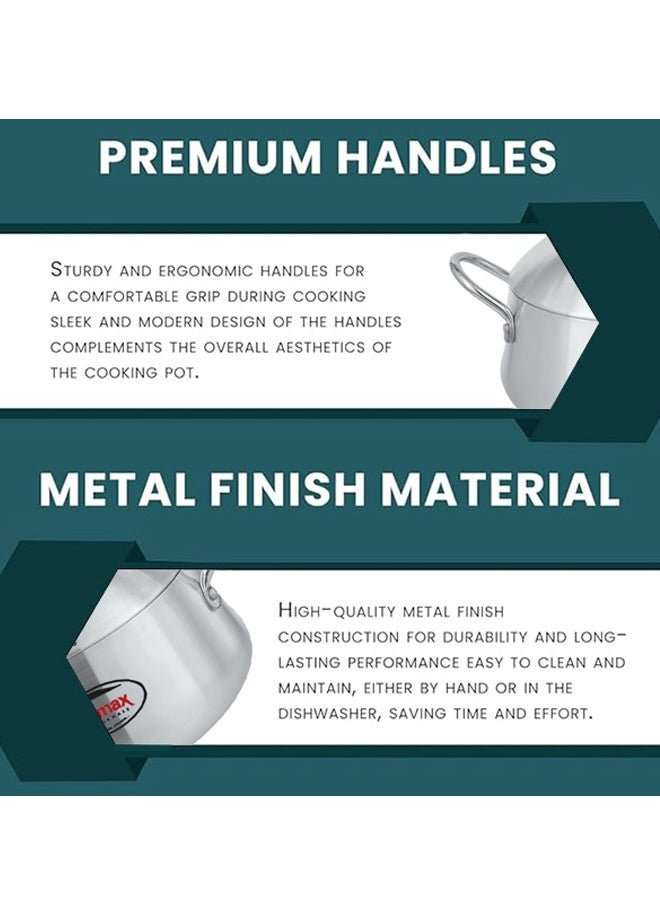 ULTIMAX Ultimax Belly Pot Set 5 Pcs – Premium Quality Aluminium with Metal Finish, Stainless Steel Handles, Dishwasher & Oven Safe, Durable Construction, Sizes 20 cm to 28 cm (4 Ltr to 11.6 Ltr)  - Image 4