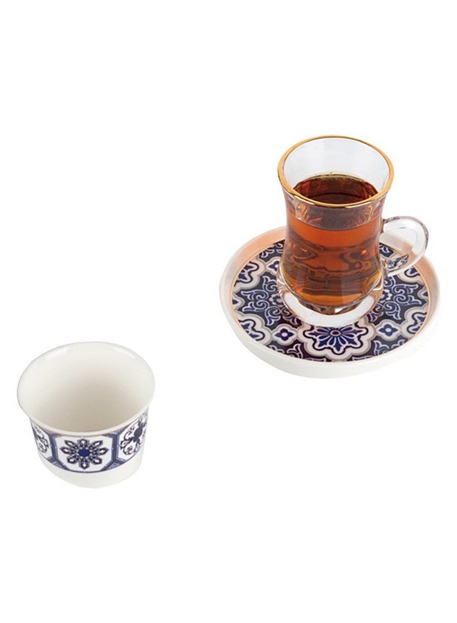 18-Piece Mosaic Pattern Elegant Design Tea Set Multicolour 9 x 32 x 38 cm 12284