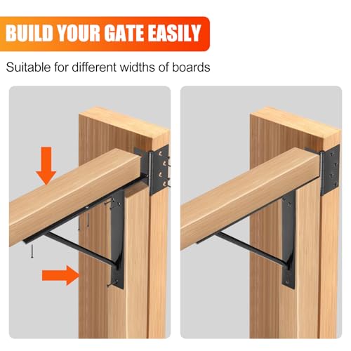 Mofeez Gate Corner Brace Bracket No Sag Kit for Shed Doors Driveway Gates Corral Gates Wood Windows (with Gate Latch) - Image 2