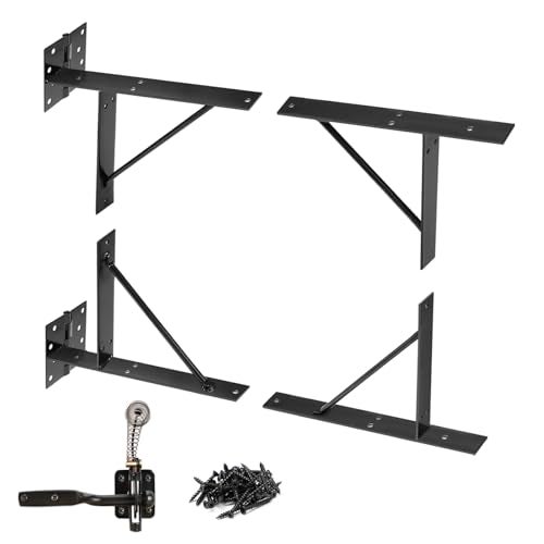 Mofeez Gate Corner Brace Bracket No Sag Kit for Shed Doors Driveway Gates Corral Gates Wood Windows (with Gate Latch) - Image 1