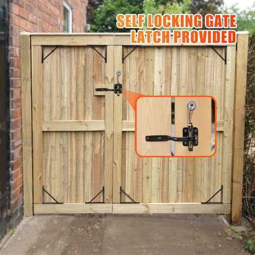 Mofeez Gate Corner Brace Bracket No Sag Kit for Shed Doors Driveway Gates Corral Gates Wood Windows (with Gate Latch) - Image 3