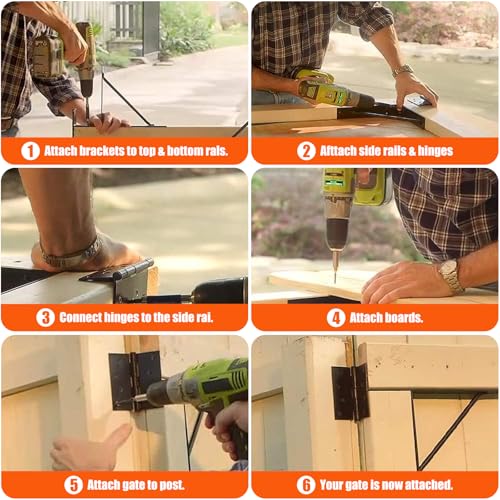 Mofeez Gate Corner Brace Bracket No Sag Kit for Shed Doors Driveway Gates Corral Gates Wood Windows (with Gate Latch) - Image 4