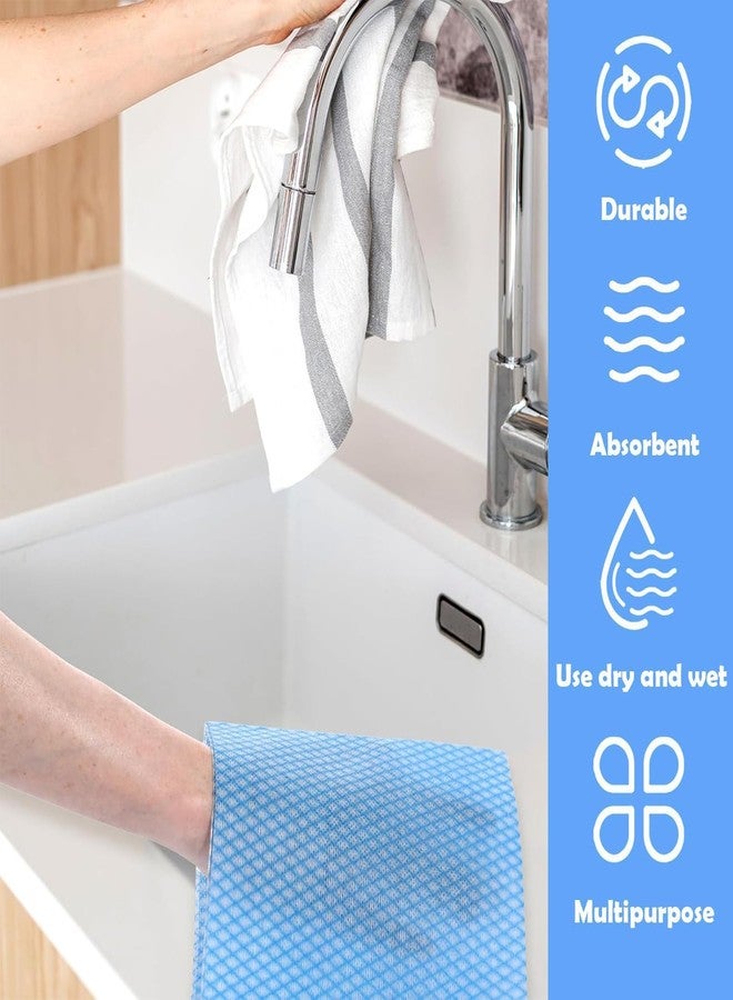 Faliuepe Disposable Dish Cloths Heavy Duty Disposable Cleaning Cloths for Kitchen Multi-Purpose Blue Dish Rags 50 Count/Pack - Image 4