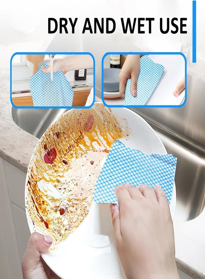 Faliuepe Disposable Dish Cloths Heavy Duty Disposable Cleaning Cloths for Kitchen Multi-Purpose Blue Dish Rags 50 Count/Pack - Image 5
