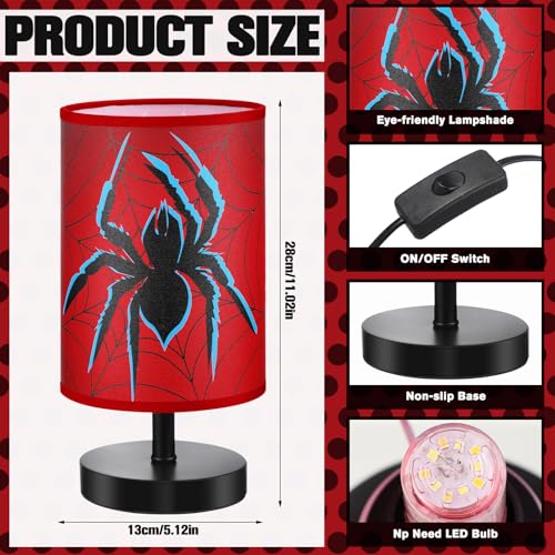 Glooglitter Spider Table Lamps Gifts 3 Colors Dimmable Lights 9.72 x 5.12 Inch Spider Night Light Bedroom Bedside Lamps for Room Bedroom Desk Home Decor Birthday Gifts - Image 2