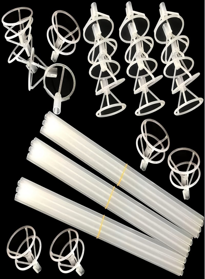 تشو داي عبوة من 20 قطعة من أعواد البالونات مع أكواب، حامل بالونات شفاف بطول 32 سم لحفلات الزفاف وأعياد الميلاد والحفلات والذكرى السنوية وحفلات استقبال المولود (شفاف) - Image 4