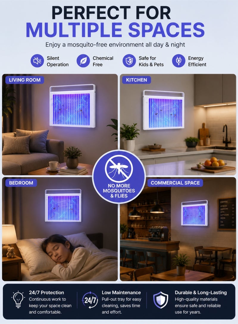 DAI HEART مصيدة البعوض الكهربائية LED بالأشعة فوق البنفسجية طارد الحشرات للمنزل بدون صوت يمكن تثبيتها على الجدار أو الأرض مناسب للمطبخ وغرفة المعيشة والنوم بدون مواد كيميائية - Image 5