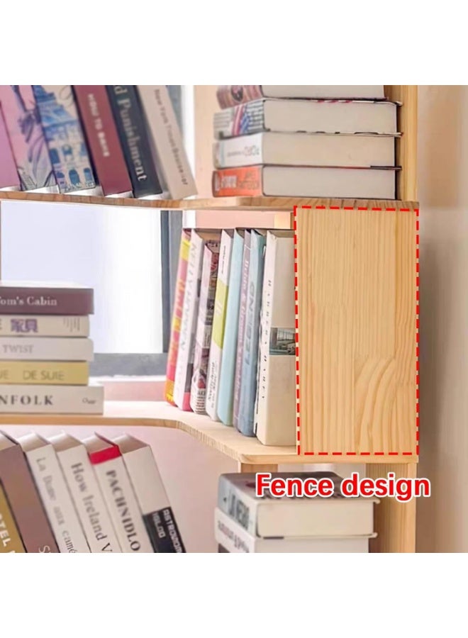 شو وو رفوف كتب زاوية، رفوف كتب صناعية على شكل حرف L، خزائن كتب خشبية طويلة، رف عرض مستقل، رف تخزين لغرفة النوم، غرفة المعيشة، المكتب المنزلي - Image 3