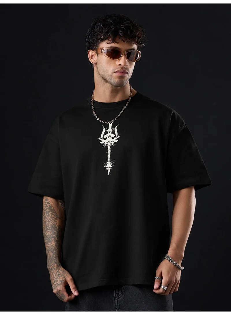 The Souled Store The Souled Store: Asura Bomma Men and Boys Short Sleeves Round Neck Graphic Printed Cotton Oversized Fit Breathable Lightweight All-Season T-Shirt