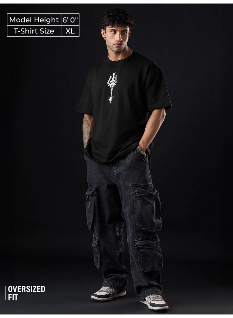 The Souled Store The Souled Store: Asura Bomma Men and Boys Short Sleeves Round Neck Graphic Printed Cotton Oversized Fit Breathable Lightweight All-Season T-Shirt