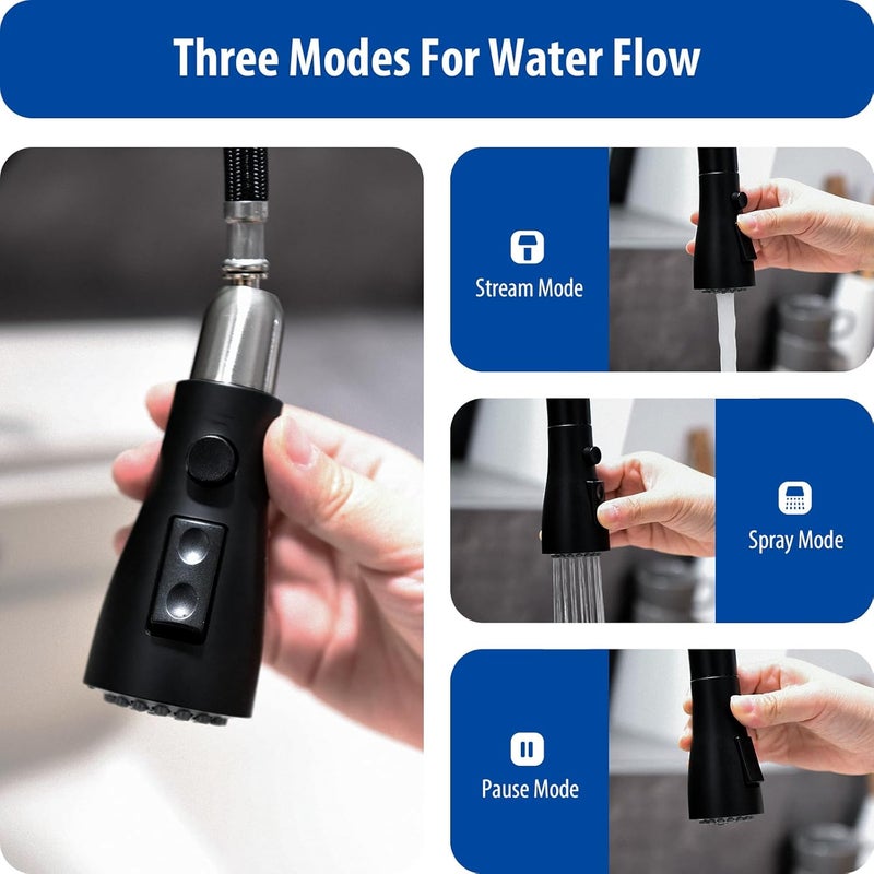 WEWE Black Kitchen Faucet, Touchless Kitchen Faucet with Pull Down Sprayer - Matte Black Single Handle Kitchen Faucets Hands-Free Activated Stainless Steel Kitchen Sink Faucet - Image 4