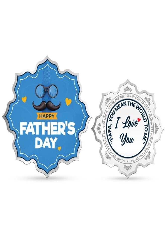 Silviya BIS Hallmarked Happy Father's Day 999 Pure Silver Coin 10 Gram | Lotus Shape | Gift for Father & Father-in-Law | With Certificate of Authenticity - Image 1