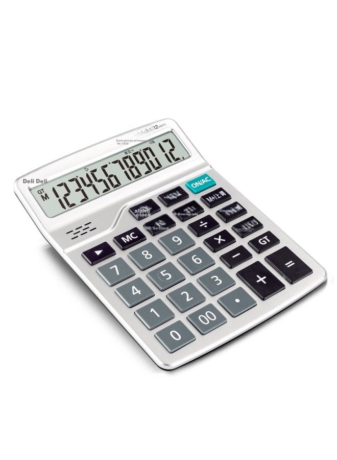 Deli Digit Scientific Calculator With Alarm And Voice Function For Office Desk, Student/office Mental Math, White, 1532 - Image 5