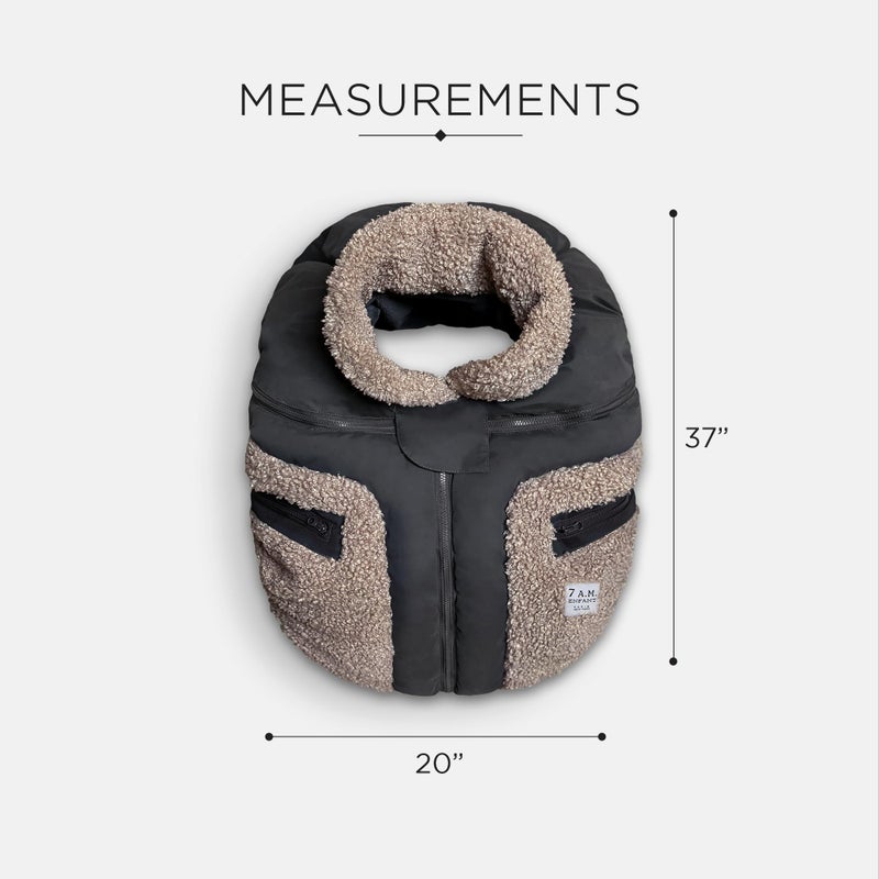 7 A.M. 7AM Enfant Car Seat Covers - Cocoon Baby Cover for Boys & Girls, Rain & Snow Repellent, Breathable Windproof, Center Zipper, Universal Fit for Infant Car Seat (0-12M) (Applique Oatmeal) - Image 5