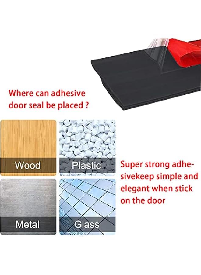 RYNX 2 Self Adhesive Door Sweep Draft Stopper Door Sweep Strip Under Door Draft Blocker Soundproof Door Bottom Weather Stripping Rubber Under for Interior Doors Seal Strip black) - Image 5