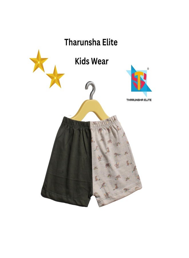 THARUNSHA ELITE Pure Cotton Baby Boys & Girls Dress T-shirts & Shorts Pant (1-2 Years) Set 1 (1, Dark Green, 1-2 Years) - Image 4