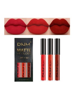DNM evpct DNM 3Pcs Dark Ruby Red Matte Liquid Lipstick Lip Stain Lipgloss sets for Women 24 Hour Red Matte Lipstick Long Lasting Smudge Proof  - Image 1