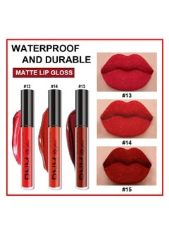 DNM evpct DNM 3Pcs Dark Ruby Red Matte Liquid Lipstick Lip Stain Lipgloss sets for Women 24 Hour Red Matte Lipstick Long Lasting Smudge Proof  - Image 3