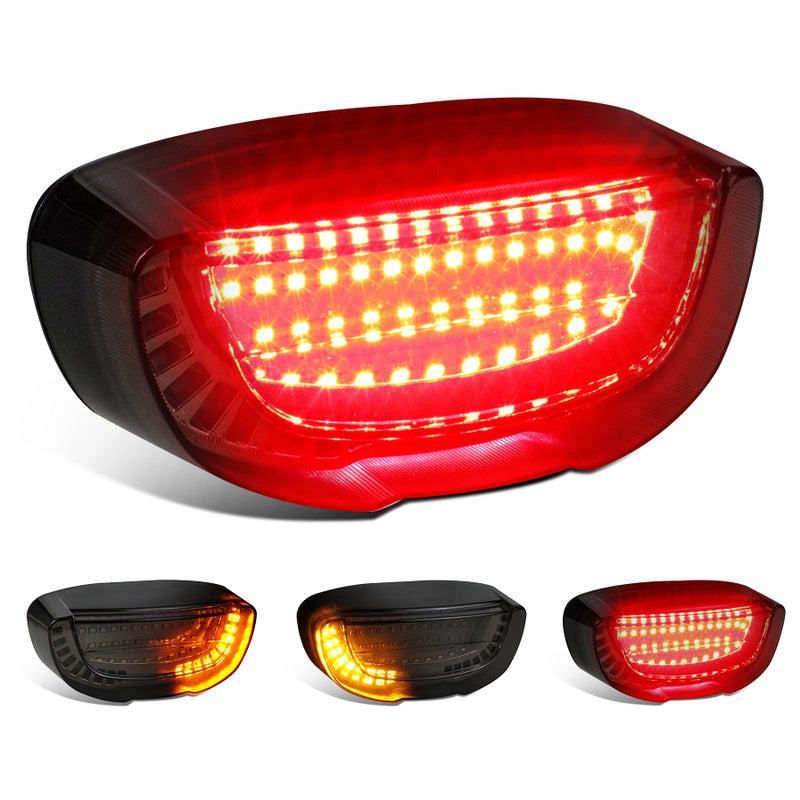 QUASCO Motorcycle Brake Tail Light Integrated Turn Signals Compatible with Honda Suzuki Yamaha ATV Cruiser Sportbikes Touring Dirt Bike Standard Street Bikes