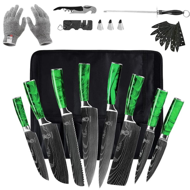 FULLHI FULLHI Japanese Knife Set 14pcs Premium German Stainless Steel Kitchen Knife Set Multiple Colours 