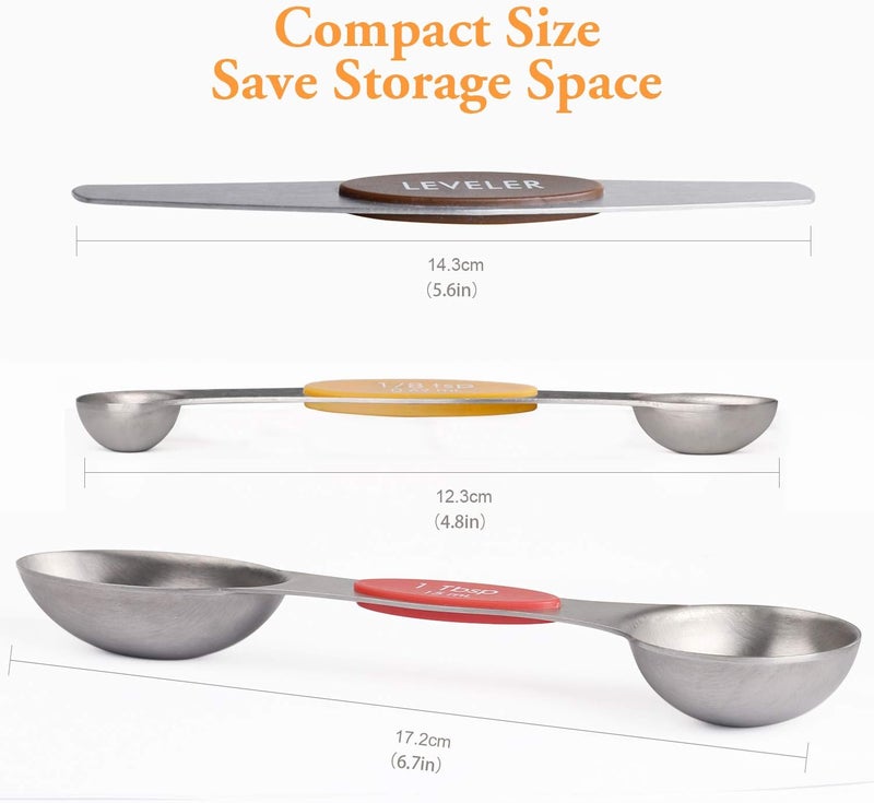 YellRin Magnetic Measuring Spoons Set of 8 Stainless Steel Dual Sided Stackable Measuring Spoons Nesting Teaspoons Tablespoons for Measuring Dry and Liquid Ingredients - Image 2