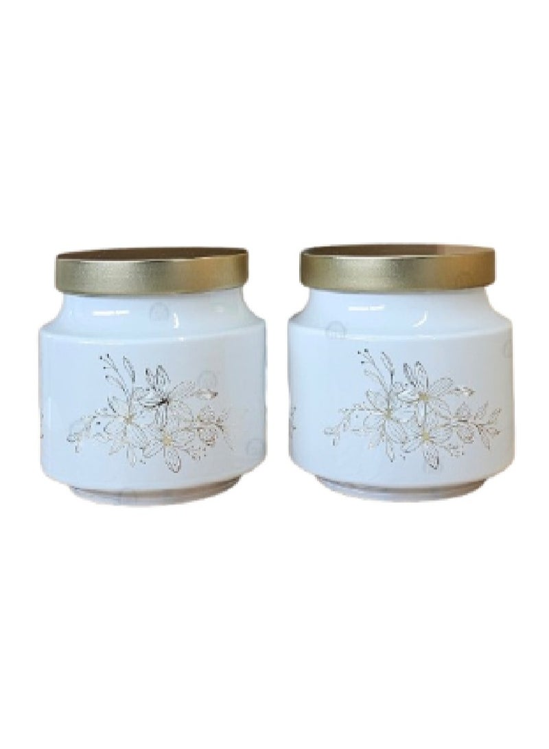 CROCO JAR Premium Color Coated & Printed Design 600 ML REJOICE WHITE GOLDEN LEAF DESIGN WITH GOLDEN CAP-2 PCS - Image 2