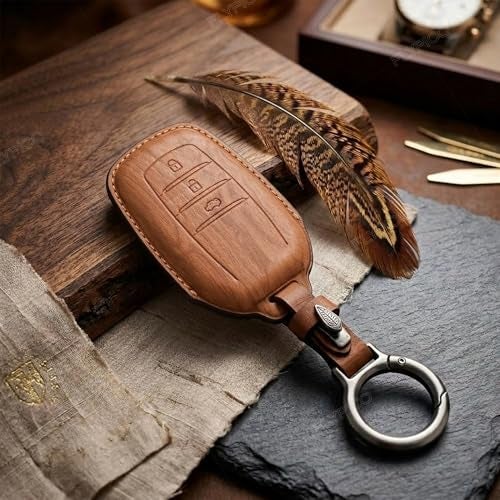 Coll of Fest Wooden PU Leather Key Cover Compatible with Toyota Fortuner | Fortuner Legender, Innova Hycross | Invicto 3 Button Smart Key Stylish wooden Texture & Durable Premium PU Leather Protection - Image 3